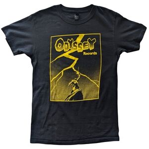 Odyssey Records  Black Men's Small  Comic Style Thor God Yellow Graphic Tee